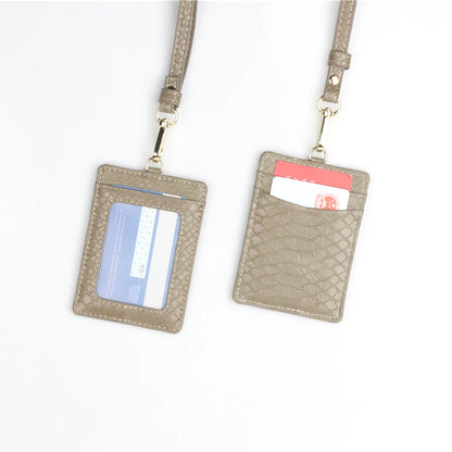 Embossed Leather Lanyard Card Holder – ID Badge Wallet