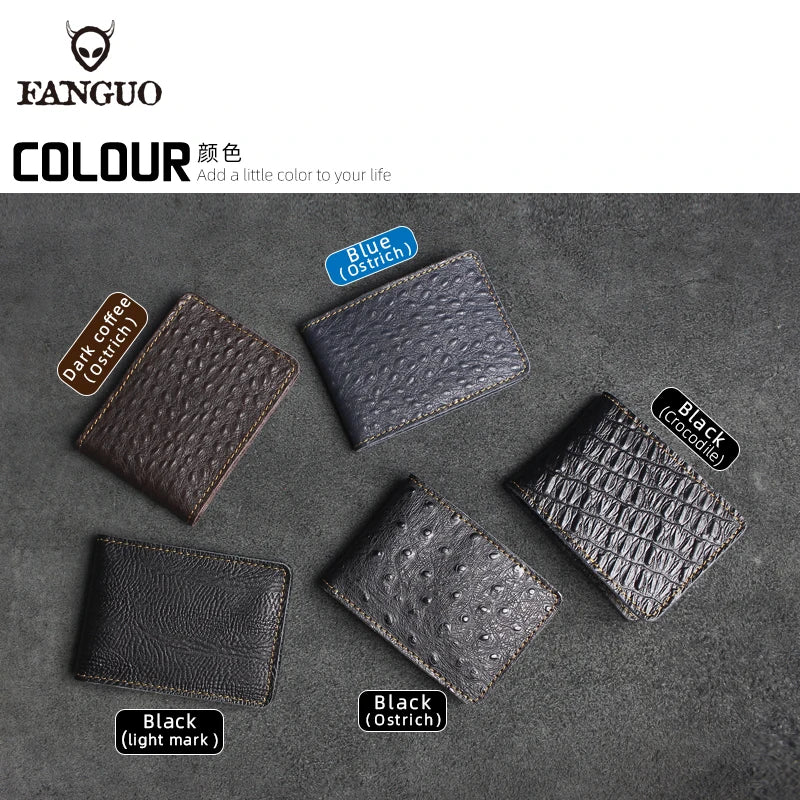 Genuine Leather Ostrich Pattern Driver's License Holder & Card Wallet