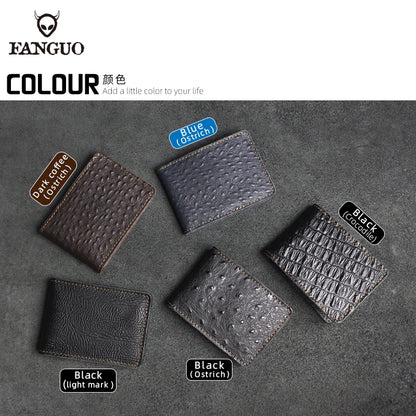 Genuine Leather Ostrich Pattern Driver's License Holder & Card Wallet