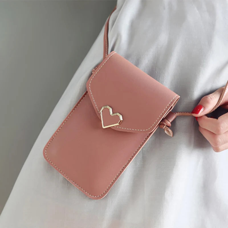 Heart Clasp Phone Crossbody Bag – Women's Mini Shoulder Purse
