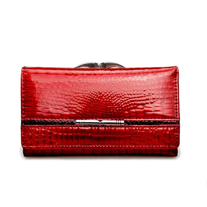 Genuine Leather Women's Small Short Clutch Wallet