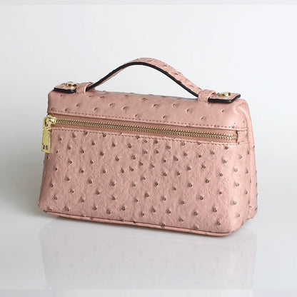 Embossed Leather Makeup Bag – Women's Exotic Pattern Clutch