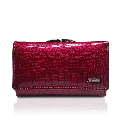 Genuine Leather Women's Small Short Clutch Wallet