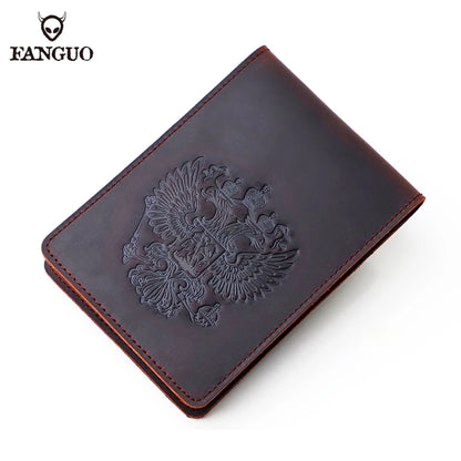 Genuine Leather Driver License & Document Holder – Russian Eagle Emboss
