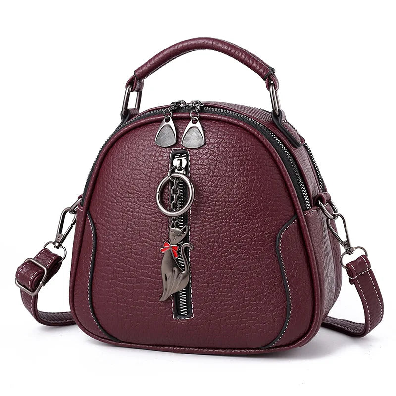 Crossbody Bag for Women – PU Leather Purse with Cat Charm