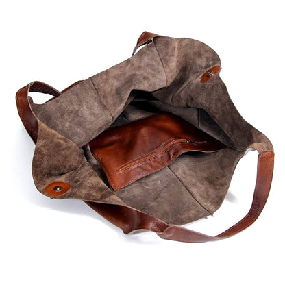 Casual Soft Large Capacity Tote Women Handbags Designer Aged Metal Look Luxury Pu Leather Shoulder