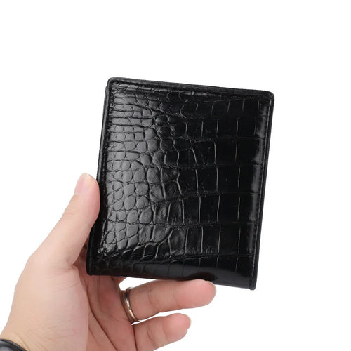 Crocodile Leather Men's Short Wallet with Multi-Card Slots