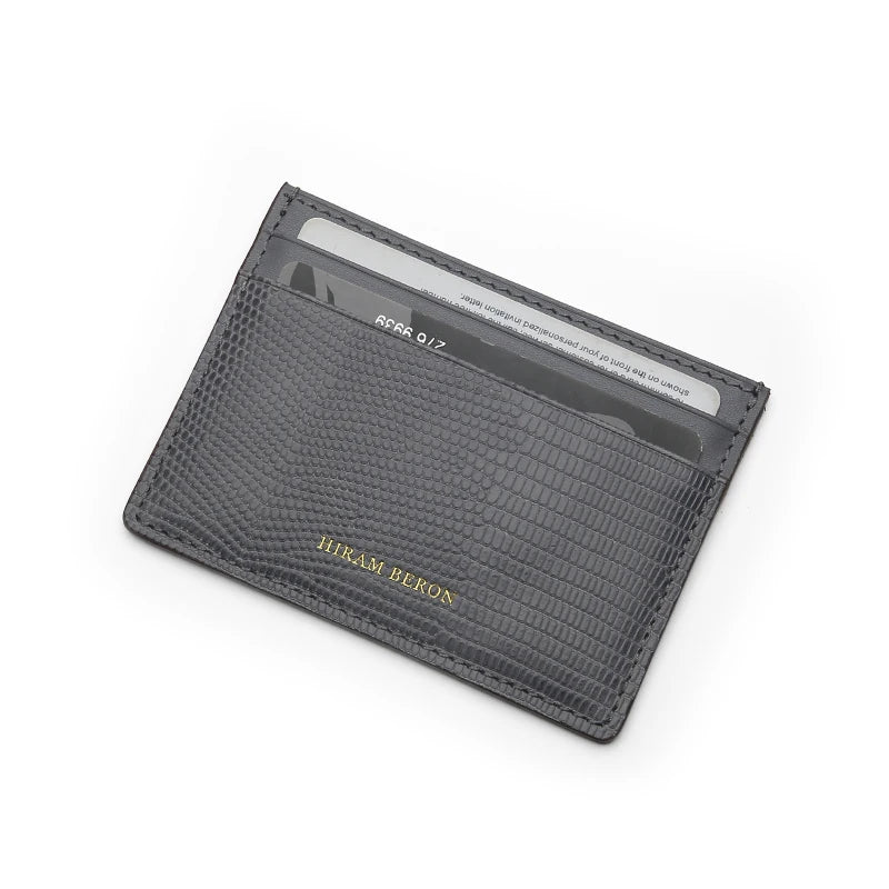 Genuine Leather Card Wallet with Free Monogram – Men's Slim Cardholder