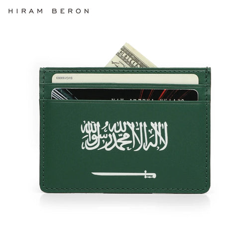 Saudi Arabia Flag Green Italian Leather Card Holder – Hiram Beron