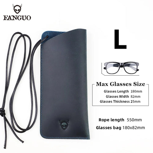 Genuine Leather Glasses Case with Lanyard – Handmade Sunglasses Pouch