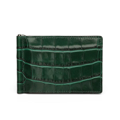 Crocodile Embossed Leather Money Clip Wallet – Men's Slim Card Holder