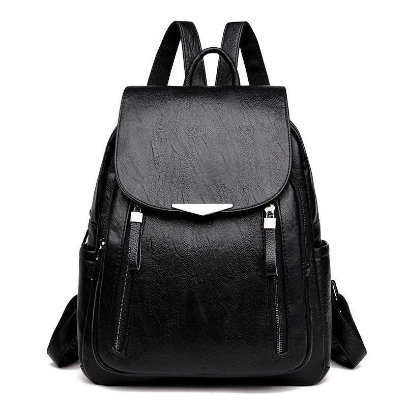 PU Leather Backpack for Women – Travel Shoulder Bag & School Rucksack