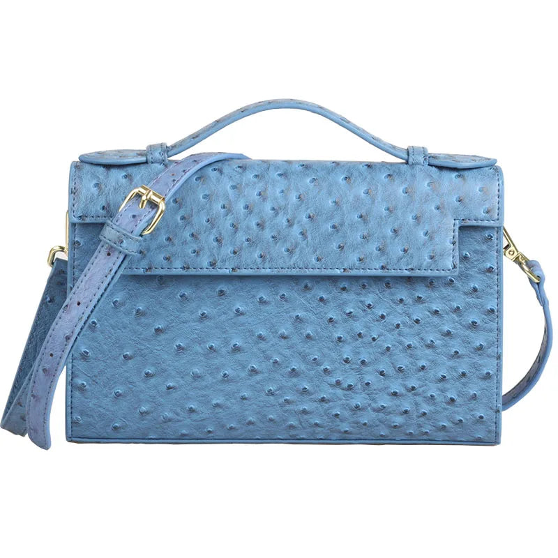Brand Design Ostrich Leather Women Handbags Large Capacity Shoulder Bag Commuting Ladies Travel