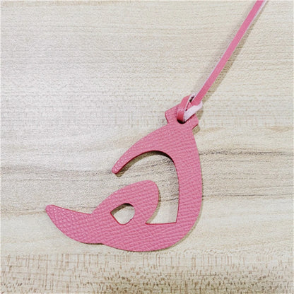 Wholesale Luxury Genuine Natural Leather Character Alphabet Arabic Letter H Keychain Backpack