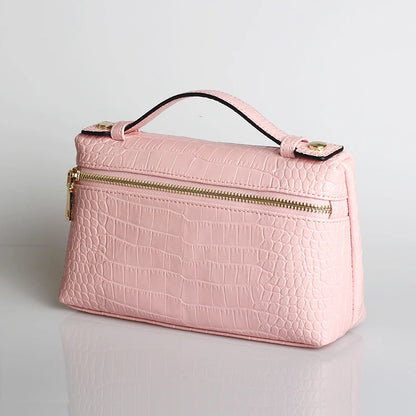 Exotic Embossed Leather Makeup Clutch Bag – Luxury Women's Handbag