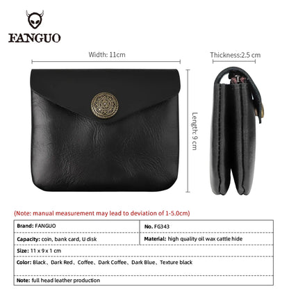 Genuine Leather Short Wallet – Men's Handmade Card Holder & Coin Purse