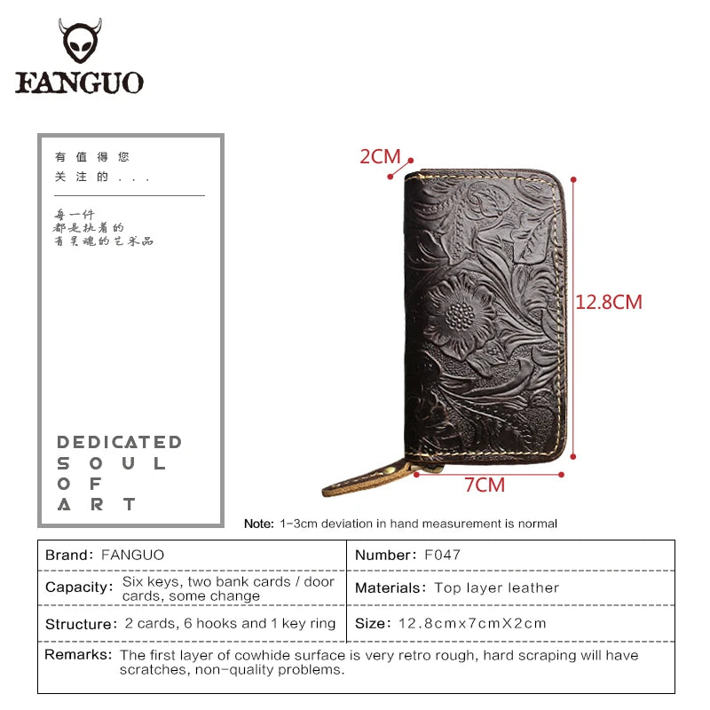 Crocodile Pattern Leather Key Wallet – Men's Zipper Key Holder