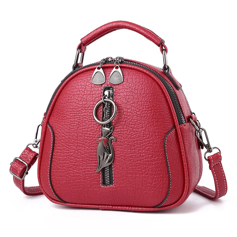 Crossbody Bag for Women – PU Leather Purse with Cat Charm