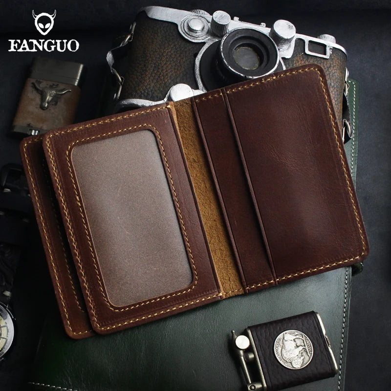Genuine Leather Card Wallet – Handmade Driver License & Document Holder