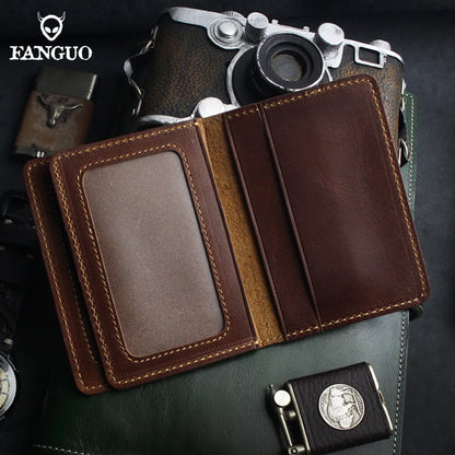 Genuine Leather Card Wallet – Handmade Driver License & Document Holder