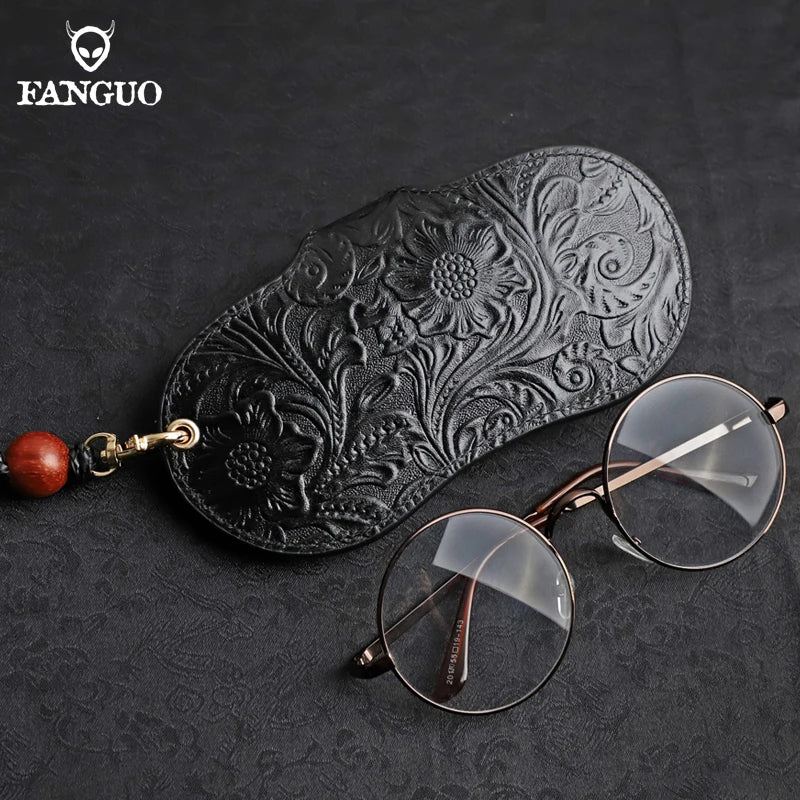 Genuine Leather Glasses Case – Handmade Portable Eyeglasses Pouch