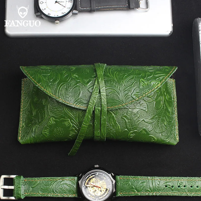 Genuine Leather Foldable Glasses Case for Men