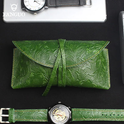 Genuine Leather Foldable Glasses Case for Men