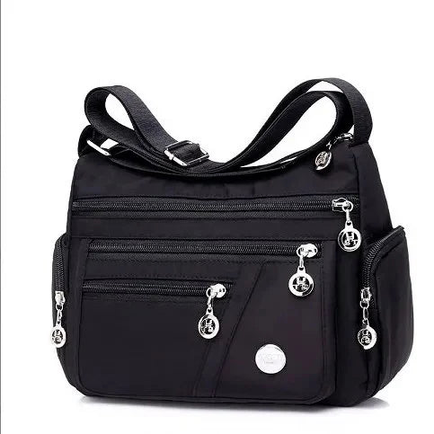 Waterproof Oxford Crossbody Bag – Multi-Zipper Women's Bag