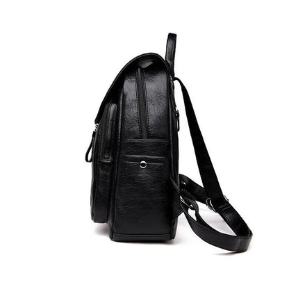 PU Leather Backpack for Women – Travel Shoulder Bag & School Rucksack