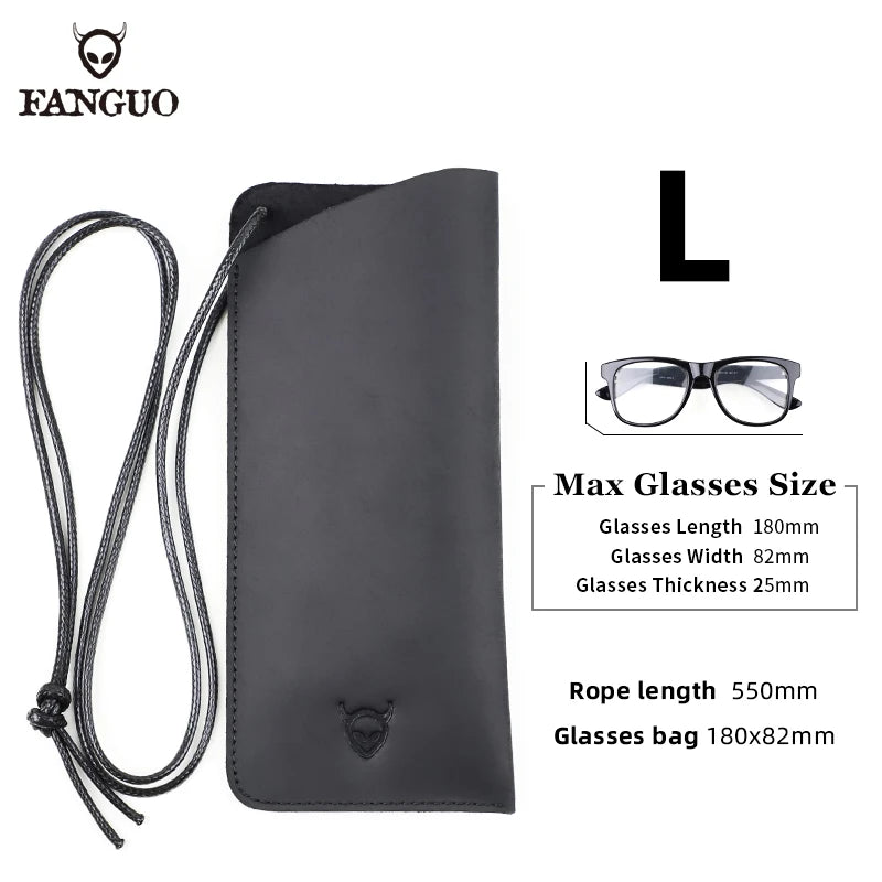 Genuine Leather Glasses Case with Lanyard – Handmade Sunglasses Pouch