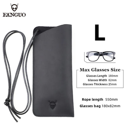 Genuine Leather Glasses Case with Lanyard – Handmade Sunglasses Pouch