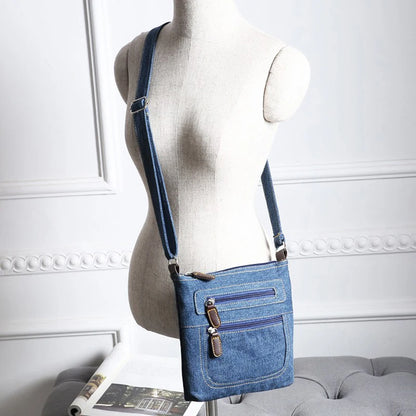 Vintage Denim Crossbody Bag for Women