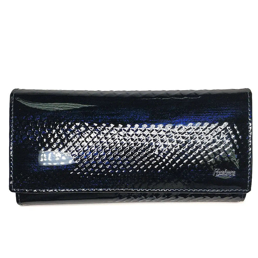 Genuine Leather Alligator Patent Women's Long Clutch Wallet