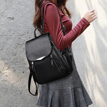 PU Leather Backpack for Women – Travel Shoulder Bag & School Rucksack