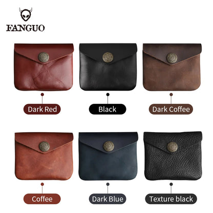 Genuine Leather Short Wallet – Men's Handmade Card Holder & Coin Purse
