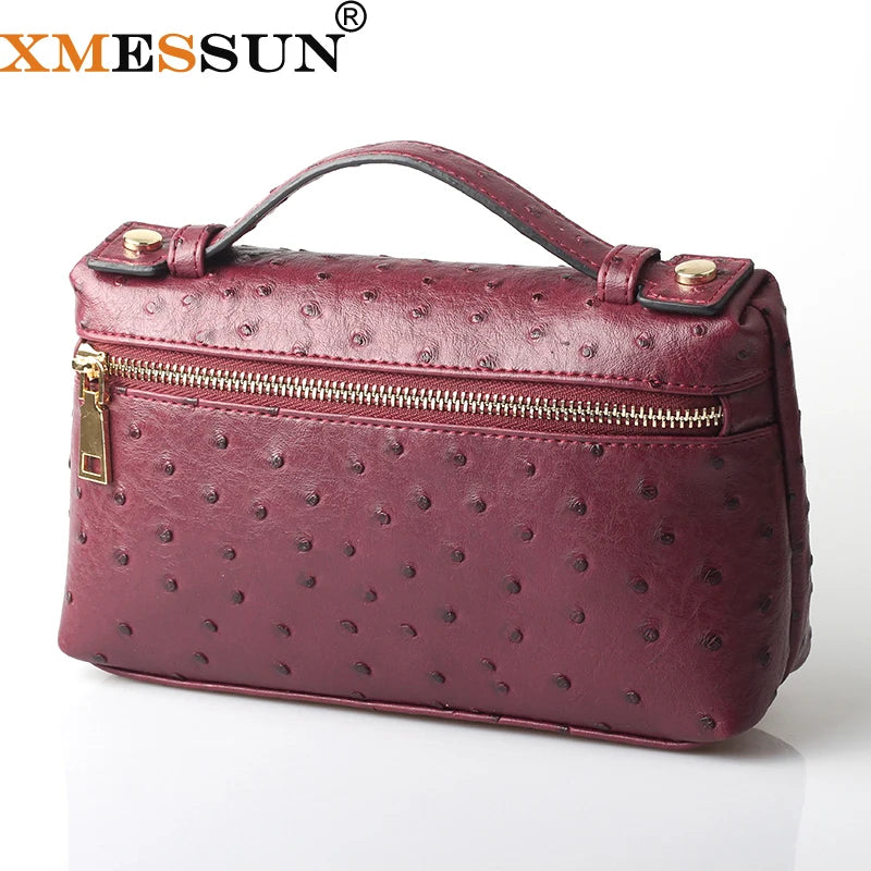 Embossed Leather Makeup Bag – Women's Exotic Pattern Clutch
