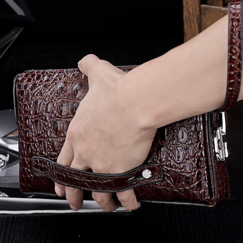 Crocodile Pattern Genuine Leather Clutch Bag