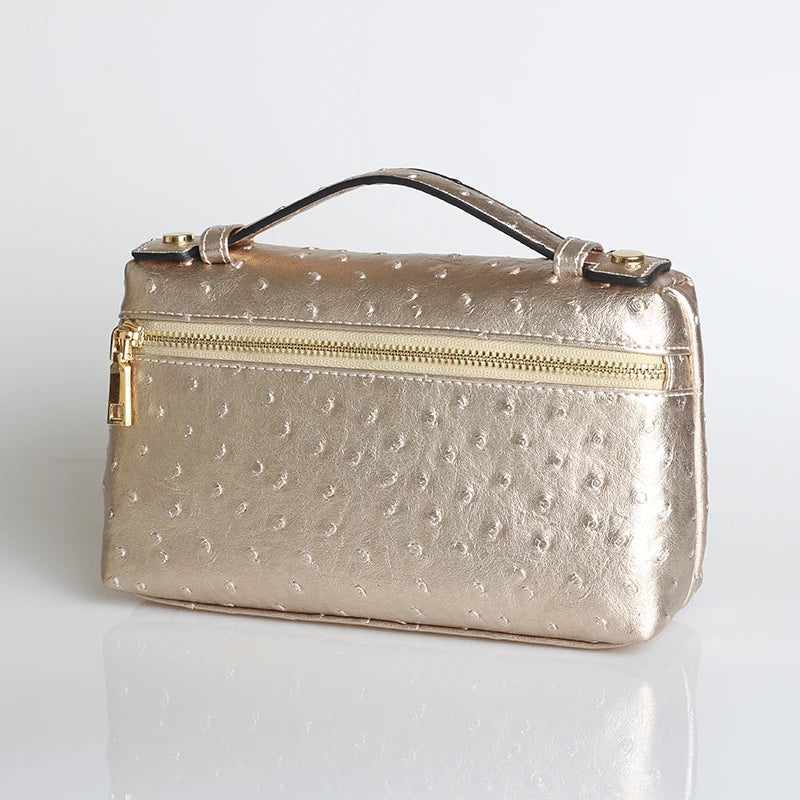 Embossed Leather Makeup Bag – Women's Exotic Pattern Clutch