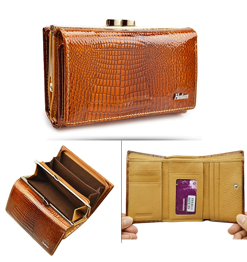 Alligator Pattern Women's Genuine Leather Short Wallet