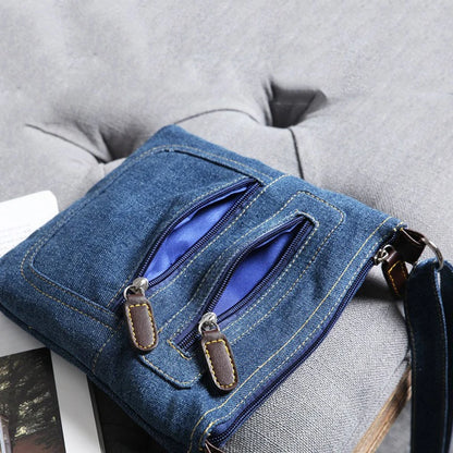 Vintage Denim Crossbody Bag for Women