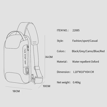 Bange Anti-Theft Chest Bag – Men's Waterproof Crossbody Sling with USB Charging