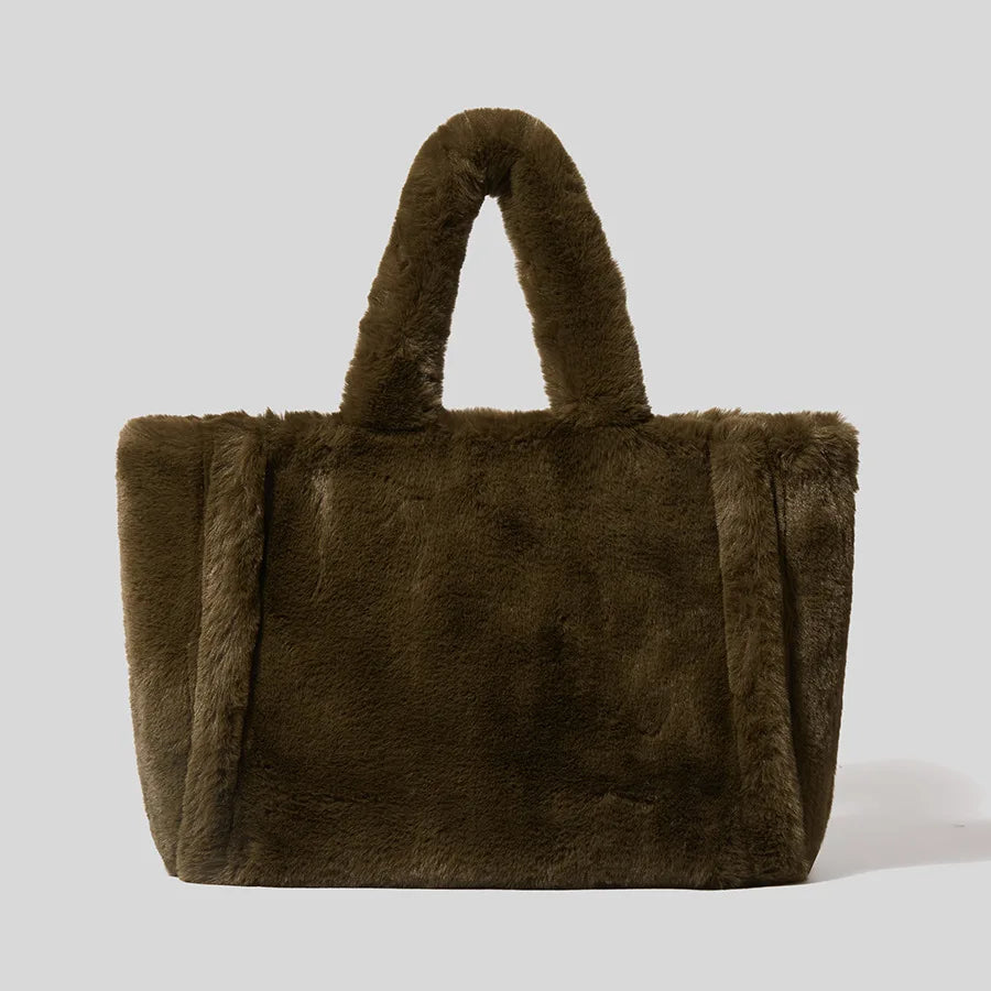 Large Tote Bag Luxury Faux Fur Women Handbags Designer Lady Hand Bags Fluffy Soft Plush Shopper Warm