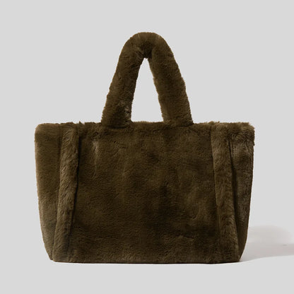 Large Tote Bag Luxury Faux Fur Women Handbags Designer Lady Hand Bags Fluffy Soft Plush Shopper Warm