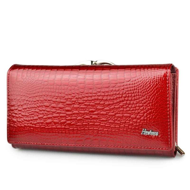 Alligator Embossed Genuine Leather Women's Long Wallet