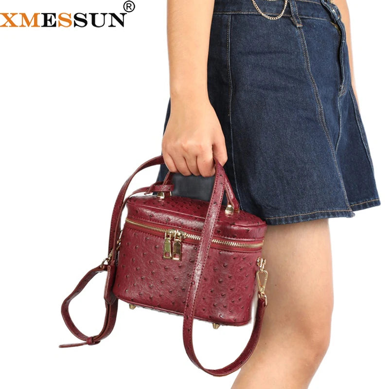 Ostrich & Python Pattern Women's Crossbody Shoulder Bag