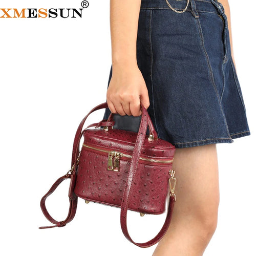 Ostrich & Python Pattern Women's Crossbody Shoulder Bag