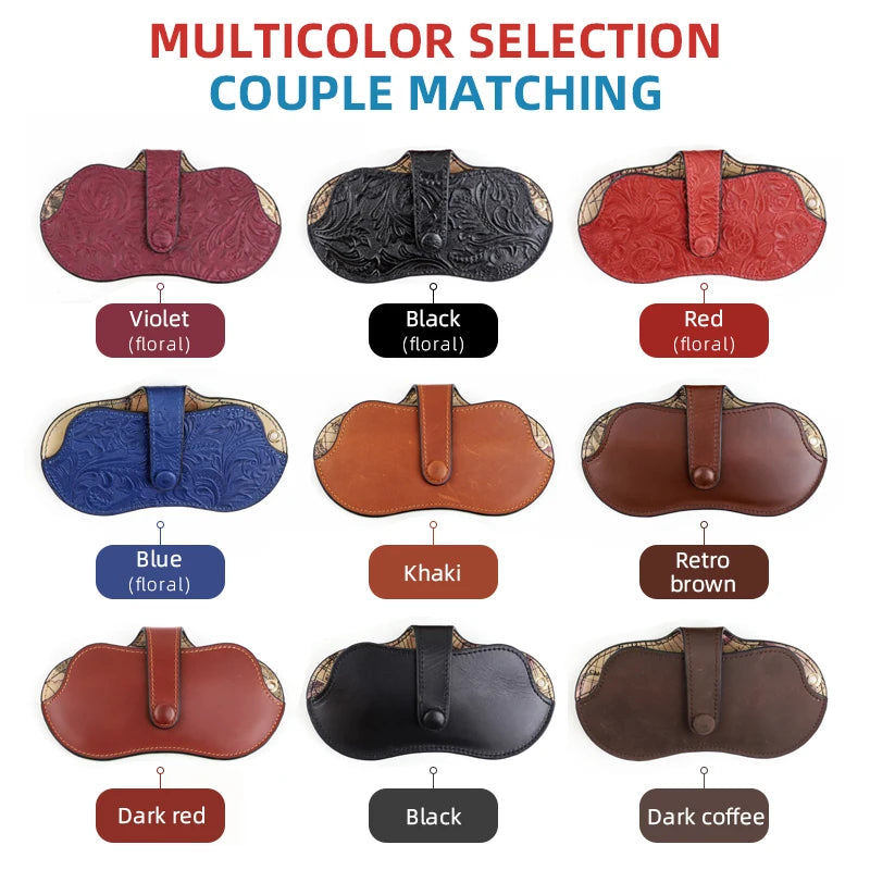 Genuine Leather Glasses Case – Handmade Portable Eyeglasses Pouch