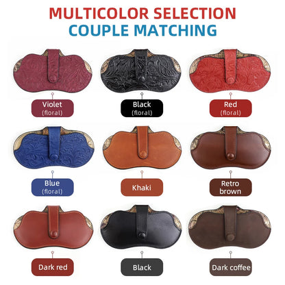 Genuine Leather Glasses Case – Handmade Portable Eyeglasses Pouch