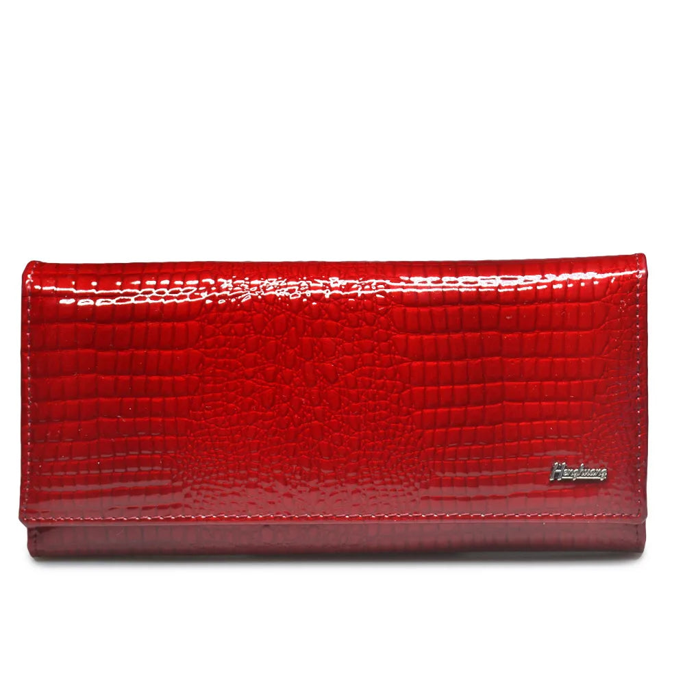 Crocodile Pattern Genuine Leather Long Wallet for Women