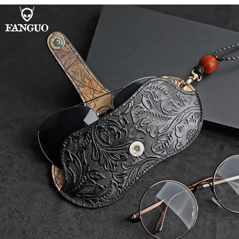 Genuine Leather Glasses Case – Handmade Portable Eyeglasses Pouch